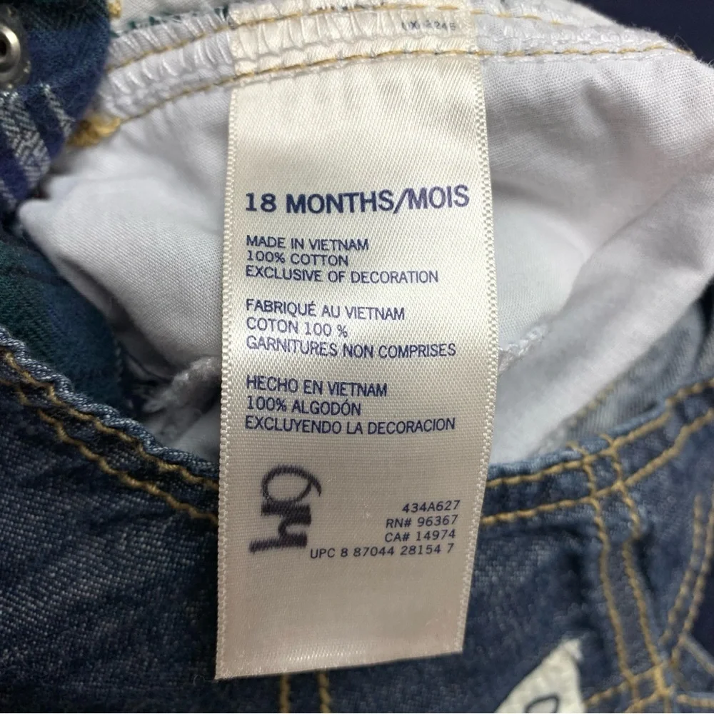 Osh Kosh Denim‎ Overall Dress Lot Of 2 Size 18M Raw Hem Tiered Ruffle